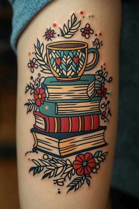 Book Lover Tattoo Ideas 79 American Traditional Book Tattoo, Tattoos For Book Lovers, Book Lover Tattoo Ideas, Lover Tattoo Ideas, Skin Doodles, Book Lover Tattoo, Lover Tattoo, Book Tattoos, Crochet Tattoo