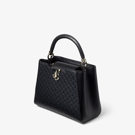 Black JC Monogram Pattern and Calf Leather Top Handle Bag | VARENNE TH/M | Summer 2022 collection | JIMMY CHOO Monogram Bags, Jimmy Choo Bags, Bags Ideas, Womens Designer Bags, Monogram Handbag, Bags Luxury, Monogram Pattern, Vanity Case, Monogram Bag