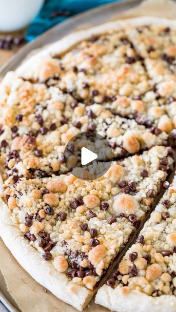 Samantha Merritt on Instagram: "This Chocolate Chip Dessert Pizza is so easy to make with just 10 ingredients! My recipe features a homemade pizza crust, cream cheese sauce, plenty of melty chocolate chips, and a crumbly streusel topping.

🤚 Raise your hand if this is your kind of pizza!

For the recipe, comment "recipe" or find it here:
https://sugarspunrun.com/chocolate-chip-dessert-pizza/

#pizza #pizzanight #dessert #dessertpizza #givemeaslice #madefromscratch #baking" Chocolate Chip Dessert, Dessert Pizza Fruit, Desserts With Chocolate Chips, Cream Cheese Sauce, Homemade Pizza Crust, Dessert Pizza, Pizza Pizza, Raise Your Hand If, Streusel Topping