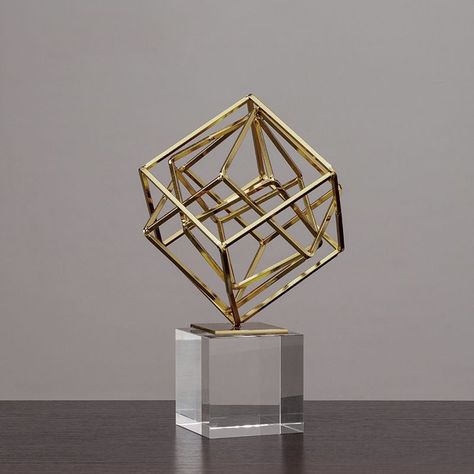 Igma Studio Geometry Sculpture, Crystal Stand, 3d Geometry, Stainless Steel Coffee Table, Metal Ideas, Figurine Sculpture, Sculpture Decor, Geometric Sculpture, Geometry Design