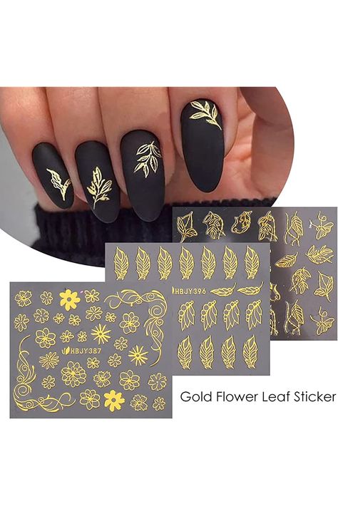 Gold Flowers Nail Art Stickers Decals 3D Metallic Leaves Nail Decals Gold Line Self Adhesive Nail Art Supplies Golden Flower Leaf Lace Line Design Nail Stickers for Women Manicure Tip 12 Small Sheets Line Nail Designs, Nail Stickers Designs, Lace Nail Art, Metallic Nail Art, Line Nail Art, Gold Nail Art, Lace Nails, Nail Stickers Decals, Nail Art Stickers Decals