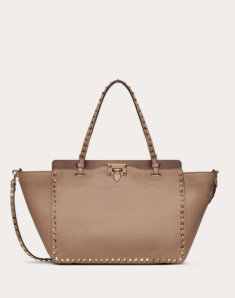 Medium Rockstud Grainy Calfskin Bag Valentino Bag, Valentino Handbags, Saddle Brown, Designer Totes, Fashion Heels, Womens Tote, Leather Design, Tote Bag Design, Womens Tote Bags