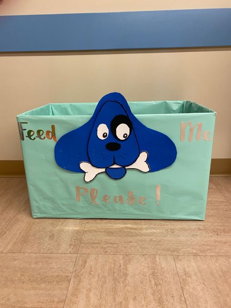 Pet Donation Box Ideas, Food Drive Box Ideas Fun, Food Donation Box Ideas, Canned Food Drive, Toy Donation, Staff Engagement, Animal Shelter Donations, Donation Ideas, Donation Box