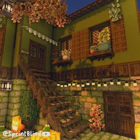 Minecraft Survival House Minecraft Build Inspo House, Minecraft House With Courtyard, Minecraft Building Inspo Aesthetic, Entryway Minecraft, Minecraft Houses Mizuno 16, Mizuno Craft Builds, Mizuno Minecraft Builds, Mizunos 16 Craft Builds, Minecraft Cozy Interior