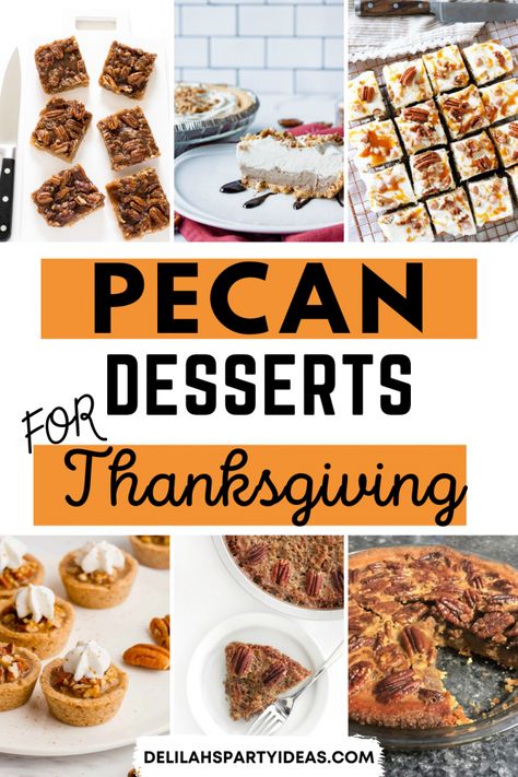 Pecan Desserts for Thanksgiving, some delicious and decadent desserts which are simple and easy to make Thanksgiving Desserts With Pecans, Thanksgiving Pecan Desserts, Pecan Desserts Easy Thanksgiving, Easy Pecan Desserts, Desserts For Thanksgiving, Pecan Desserts Recipes, Graham Cracker Dessert, Pecan Pie Bar, Pecan Pie Bars Easy