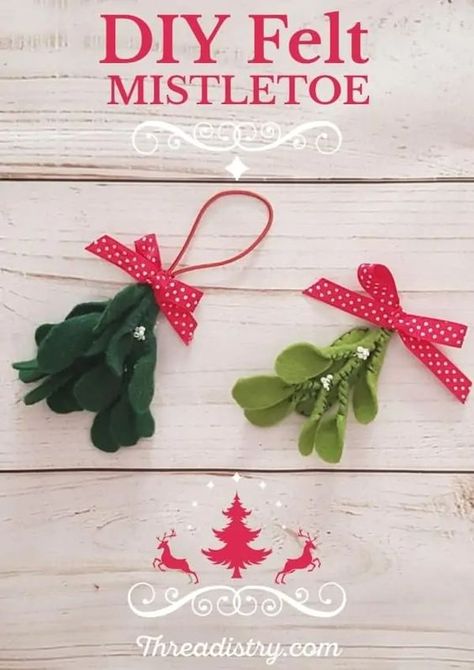 DIY Felt Mistletoe tutorial : Quick and Easy Christmas crafts Felt Mistletoe Diy Pattern, Christmas Mistletoe Aesthetic, Felt Christmas Decorations Patterns Free, Felt Christmas Ornaments Patterns Free, Felt Ornaments Patterns Free, Felt Brooch Diy, Quick And Easy Christmas Crafts, Diy Mistletoe, Felt Christmas Crafts