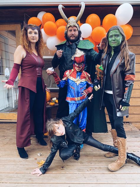 Marvel, family costume, group costume, cosplay, superhero’s Family Marvel Costumes, Marvel Family Costumes, Marvel Gamora, Steampunk Explorer, Explorer Costume, Captain Marvel Costume, Marvel Family, Dr Octopus, Halloween Gender Reveal