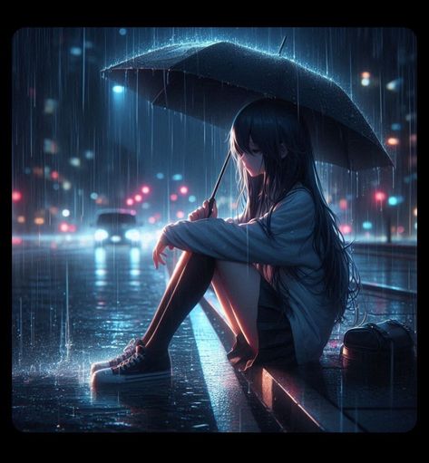 Rain Animation, Girl In Rain, Anime Photo Profile Dark, Dark Black Wallpaper, Anime Lock Screen Wallpapers, Under The Rain, Cute Emoji Wallpaper, Photo Pose Style, Cute Anime Chibi