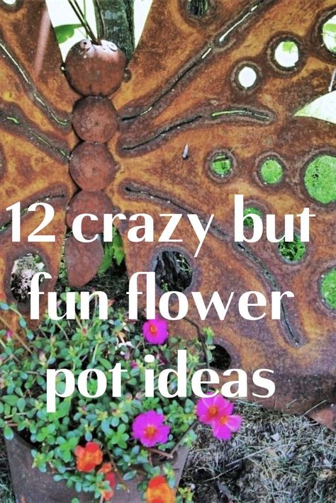 These flower pot ideas are unique and will make you the hit of the neighborhood or garden club. Flower Planter Ideas, Flower Pot Ideas, Unique Flower Pots, Garden Hose Storage, Ivy Plants, Garden Junk, Diy Flower Pots, Flowers Love, Pot Ideas