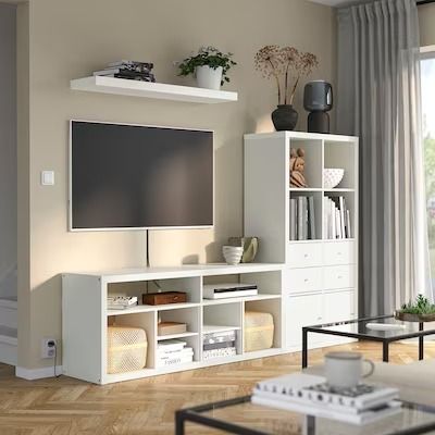 tv stand - Search - IKEA Ikea Kallax Tv, Tv Wall Ideas, Stand Tv, Tv Bench, Ikea Kallax, Kallax Ikea, Wall Ideas, A Shelf, Tv Wall