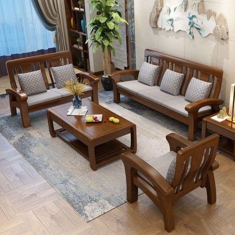 Setty Design Wooden, Sala Set, Sofa Table Decor, Sofa Design Wood, Furnitur Ruang Keluarga, Wooden Sofa Set Designs, Chairs Design, Wooden Sofa Designs, Corner Sofa Design