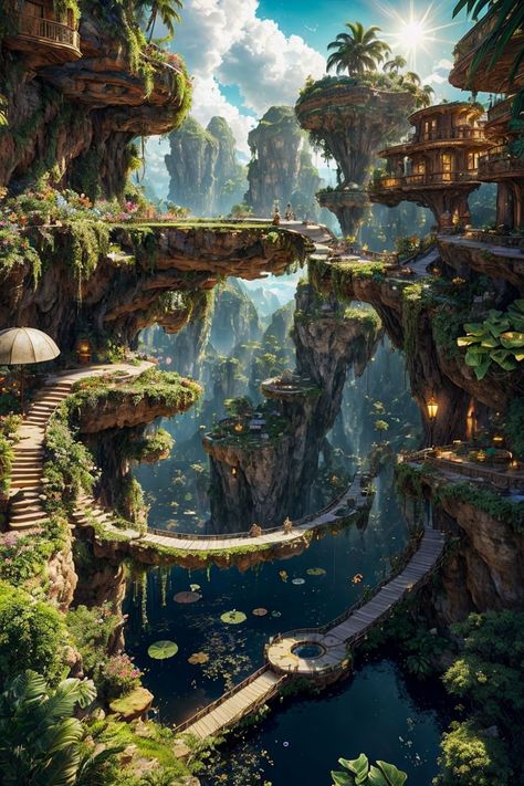 Fantasy Landscape Minecraft, Earth Fantasy Aesthetic, Fey Landscape, Cool Scenery Photography, Fantasy Worldbuilding Art, Magic World Drawing, Fantasy Landscape Aesthetic, Fantasy Realm Aesthetic, Fantasy World Building Art