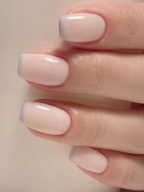 pastel French tip accent nails Milky Pastel Nails, Milky White Nails, Plaid Nail Designs, Pedi Ideas, Korean Nail Art, Minimalist Vibe, Milky Nails, Home Nail Salon, Latest Nail Trends