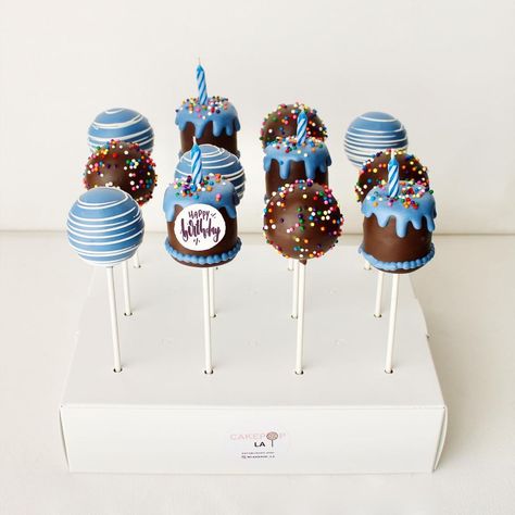 Cakepop LA on Instagram: “Chocolate Birthday Box 💙” Birthday Cake Pops For Him, Blue Cake Pops Birthday, Blue Cake Pops, Birthday Cake Pops, Birthday Box, Chocolate Treats, Cakes For Boys, Happy Birthday Cakes, Cakepops