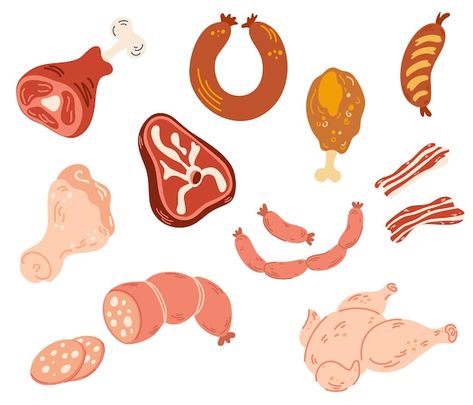 Meat Drawing, Vegan Poster, Tool Logo Design, Meat Icon, Bacon Meatloaf, Ham Steak, Meat Butcher, Cooked Ham, Draw Vector