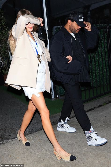 The Weeknd cuts a low-key figure alongside his stylish DJ girlfriend Simi Khadra as they enjoy a romantic date night in Santa Monica | Daily Mail Online Weeknd Girlfriend, The Weeknd Girlfriend, Simi Khadra, Super Short Shorts, Baby Doll Shoes, Abel Tesfaye, Glen Powell, On Date, Old Singers