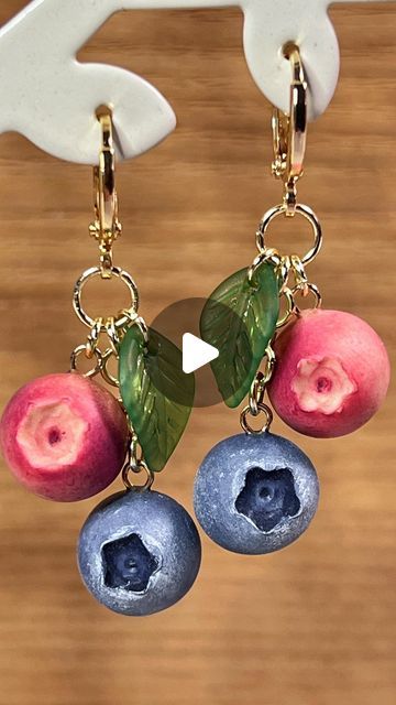 Blueberry Earrings, Cute Miniature, Cherry Earrings, Fruits And Veggies, Designer Earrings, Jewelry Ideas, Art Artist, Hobbies, Cherry