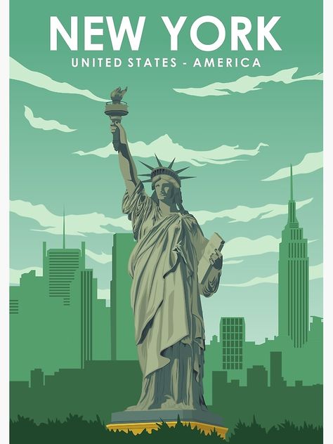 "New York Statue of Liberty travel poster" Postcard for Sale by jornvanhezik | Redbubble New York Travel Poster, New York Statue Of Liberty, New York Statue, Vintage Advertising Art, Tourism Poster, Travel Poster Design, New York Poster, The Statue Of Liberty, Travel Stickers