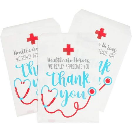 "Item Description Show your love and support to health professionals all over your town with these nurse appreciation goodie bags. Each goodie bag says \"Healthcare Heroes, We Really Appreciate You, Thank You\" that you can fill with a sweet treat to give to a nurse or doctor. Size: 7.6\" x 5.2\".  Color: White." Appreciation Goodie Bags, Princess Birthday Party Favors, Thank You Nurses, Healthcare Heroes, Thank You Party, Nurses Week Gifts, Nurse Appreciation Gifts, Nurse Appreciation, Small Gift Bags