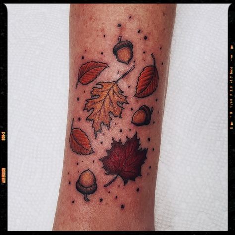 fall tattoos Simple Autumn Tattoo, Cornucopia Tattoo, Fall Theme Tattoo, Fall Foliage Tattoo, Autumn Tattoo Ideas, Fall Tattoo Ideas Autumn, Fall Tattoos, Fall Leaves Tattoo, Fall Tattoo