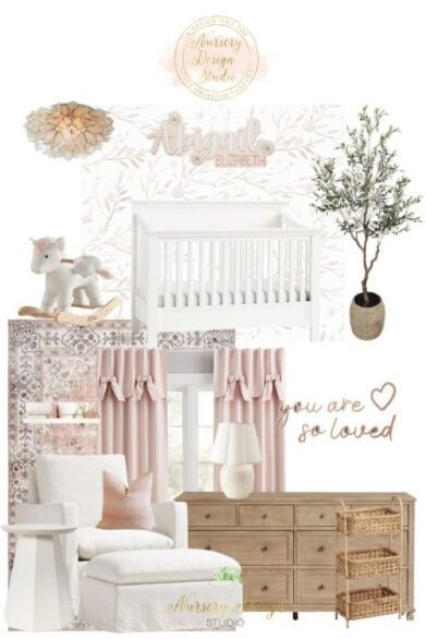 ABBI'S NURSERY Girly Nursery Ideas Pink, Chic Baby Girl Nursery, Grey And Pink Nursery, Tiny Nursery, Girly Nursery, Blush Nursery, Nursery Dresser, Chic Nursery, Stylish Nursery