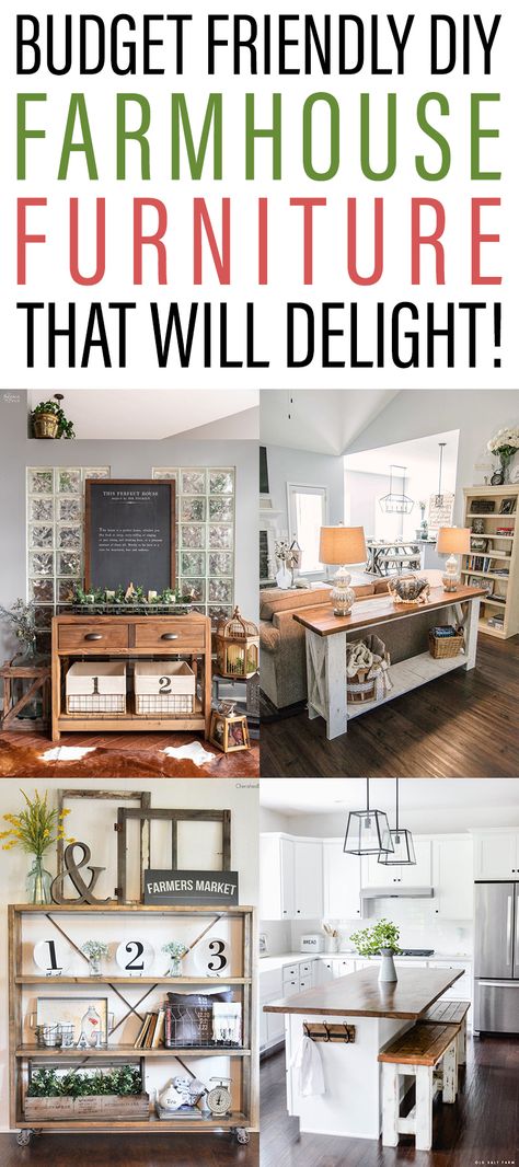 Budget Friendly DIY Farmhouse Furniture That Will Delight Diy Farmhouse Furniture, Farmhouse Furniture Plans, Farmhouse Furniture Diy, Apartment Farmhouse, Diy Plate Rack, Diy Farmhouse Coffee Table, Crate End Tables, Budget Friendly Diy, Diy Console