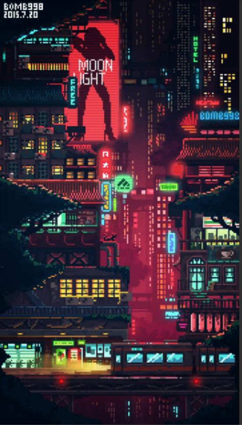 Pixel City, Ville Cyberpunk, Art Cyberpunk, Kalender Design, Pixel Art Background, Arte 8 Bits, 8bit Art, Cool Pixel Art, City At Night