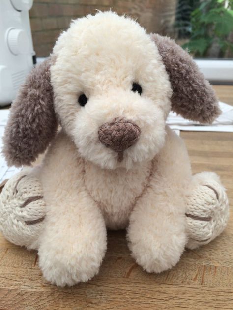 Puppy from Toys from the Toybox part II knitting project by Pat A | LoveCrafts Dog Soft Toy, Knitting Toys, Fluffy Yarn, Little Cotton Rabbits, Soft Toy Patterns, Animal Knitting Patterns, Knitting Patterns Toys, Knitted Animals, Child Friendly