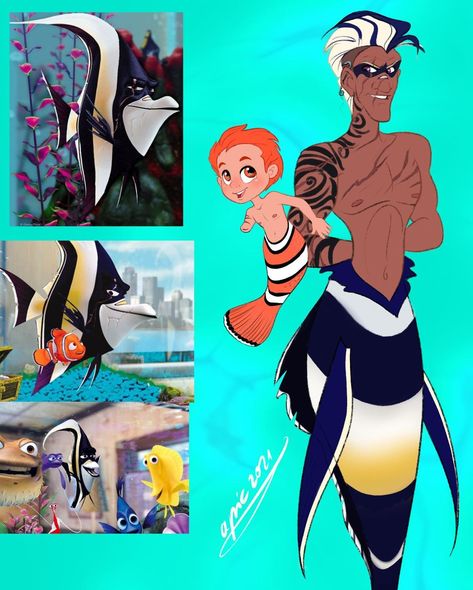 Gill - Finding Nemo! New Disney HUMANIMALS / Mermay mashup! . Kinda tribal guy! . . . . . . . . . . . . . . . . #apicollodraws #drawing… Mermen Drawing, Movies Fanart, Disney Characters As Humans, Humanized Disney, Cartoon Characters As Humans, Disney Movie Characters, Disney Movies To Watch, Disney Cast, Cute Disney Drawings