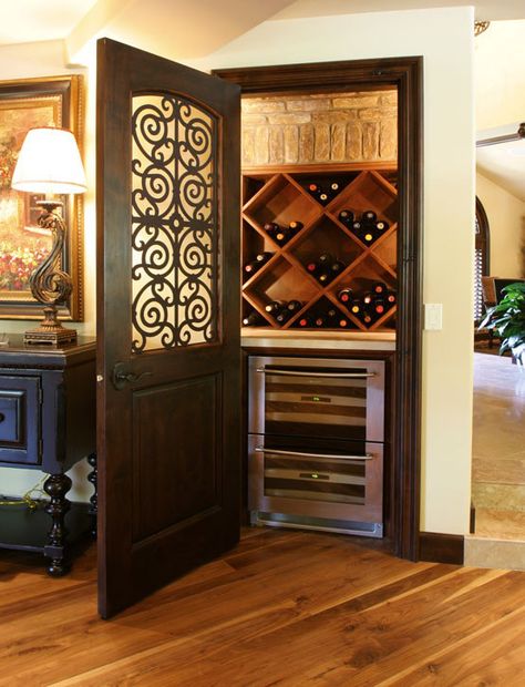 Enjoy a wine cellar. | 23 Unexpected Ways To Transform An Unused Closet Wine Cellar Closet, Closet Pictures, Closet Transformation, Wine Closet, Closet Bar, Wine Refrigerator, Built In Furniture, Butler's Pantry, Wine Room