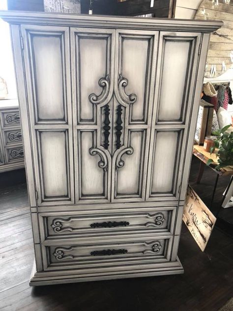 Powder Glaze Furniture, White With Black Glaze Furniture, Antique Finish Furniture, Grey With Black Glaze Furniture, Distressed Purple Furniture, Old Violet Chalk Paint Furniture, Amethyst Dresser, Glazing Furniture, Chalk Paint Furniture Diy