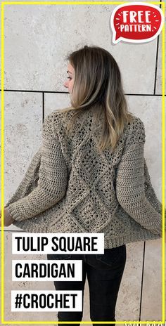 Free Crochet Cardigans For Women, Tulip Square Crochet Pattern, Crochet Tulip Cardigan, Crochet Free Cardigan Pattern, Tulip Square Crochet, Crochet Raglan Cardigan Pattern Free, Ladies Crochet Cardigan Pattern Free, Free Pattern Crochet Cardigan, Beginner Crochet Cardigan Pattern Free