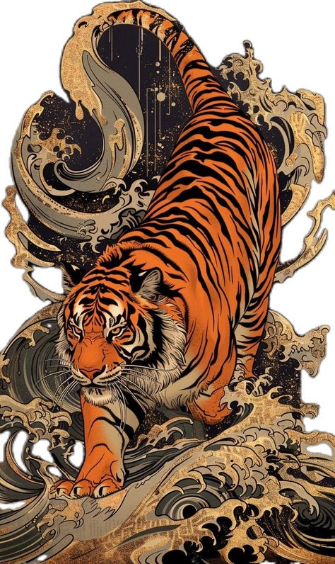 Art Tigre, Japanese Tiger, Japanese Pop Art, Tiger Tattoo Design, Tiger Wallpaper, Japanese Art Prints, Abstract Art Wallpaper, Tiger Art, Japanese Tattoo Art