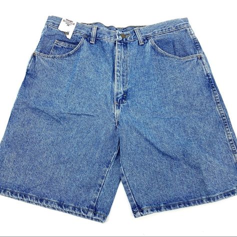 Classic Denim Shorts By Wrangler Relaxed Fit Customizable If You Want To Roll Or Distress Waist Size 36 New With Tags Vintage Wrangler Jeans, High Waist Denim Shorts, Classic Denim Shorts, Wrangler Shorts, High Waist Denim, High Rise Denim Shorts, Denim Cutoff Shorts, Denim Cutoffs, Vintage Wrangler