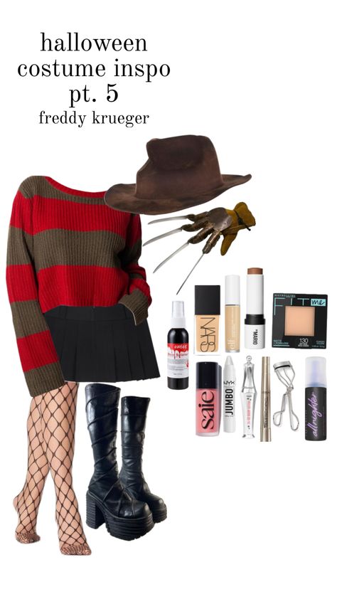 costume inspo pt. 5 : freddy krueger🩸😴 #fyp #f4f #follow #31daysofcostumes #outfitinspo #fitinspo #costumeinspo #halloween #costume #spookyszn Halloween Costume Freddy Krueger, Scary Movie Outfits, Freddy Krueger Costume, Scream Outfits, Costume Inspo, Movies Outfit, Cute Costumes, Freddy Krueger, Scary Movies