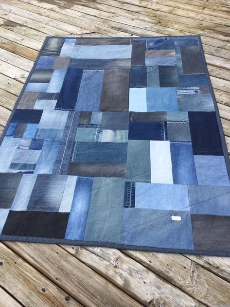 Denim quilts are a unique and functional piece of home decor that can add warmth and style to any room. They are also durable and long-lasting, making them a great investment for your #Upcycling #Denim_Quilt_Ideas #Jeans_Quilt #Jean_Quilts Denim Quilt Ideas, Quilt Patterns Beginner, Denim Patchwork Quilt, Jeans Quilt, Jean Quilts, Denim Quilt Patterns, Denim Blanket, Denim Quilts, Blue Jean Quilts