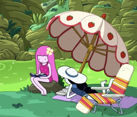 Bubblegum And Marceline, Princess Bubblegum, Cartoon Character, Adventure Time, Pink Hair, Lawn, On Twitter, Twitter, Hair