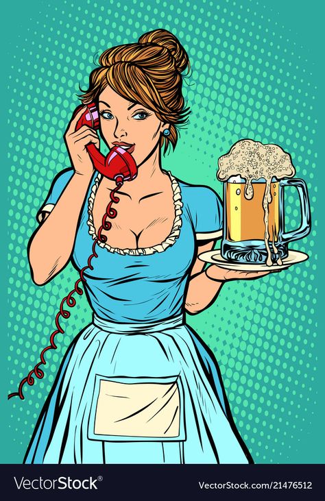 Waitress Tattoo, Beer Collage, Burger Delivery, Beer Drawing, Cartoon Pop Art, Cartoon Pop, Retro Vector Illustration, Beer Pictures, Pop Art Retro