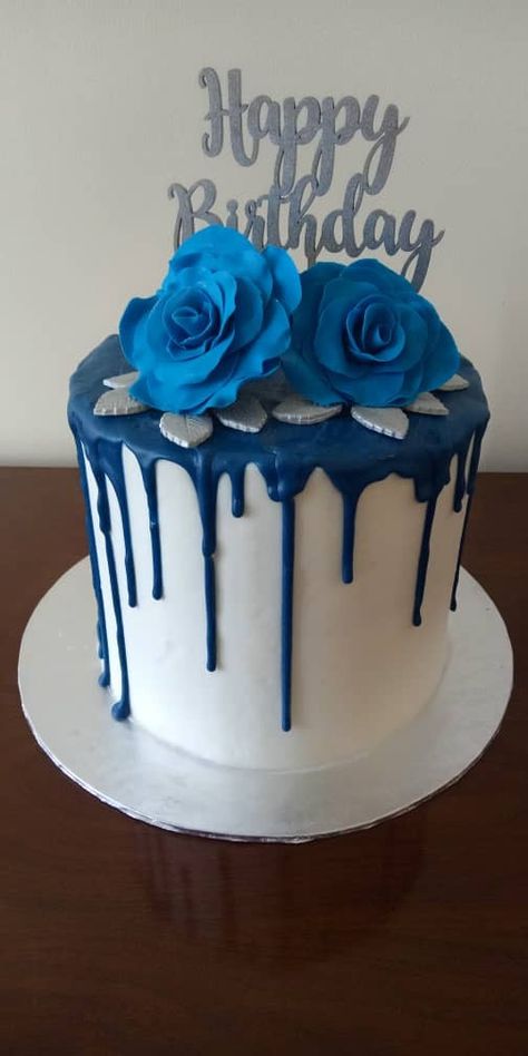 Beautiful Royal Blue drip happy birthday cake Royal Blue Icing Cake, Royal Blue Birthday Cake For Women, Royal Blue Cake Ideas, Royal Blue And White Cake, Blue Birthday Cakes For Women, Royal Blue Birthday Cake, Radiology Graduation, 60th Birthday Cake For Men, Blue Drip Cake