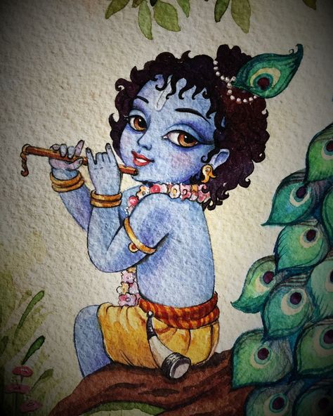 Krishna Drawing, Beautiful Art Paintings, Jai Shree Krishna, Krishna Radha Painting, Radha Krishna Art, Krishna Painting, Indian Paintings, Watercolor Art Lessons, Indian Art Paintings