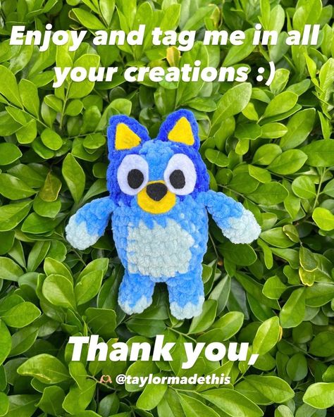 Taylormadethis Art | My first free pattern! I hope you guys like it :) Check out my free bingo pattern!! Available now! @taylormadethis 🩵 CORRECTION: ears… | Instagram Crochet Bluey Free Pattern, Bluey Crochet Free Patterns, Crochet Bluey, Pie Crochet, Bingo Patterns, Crochet Creations, Size Difference, Cutie Pie, Crocheted Item