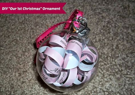 DIY Wedding Invitation Our First Christmas Ornament Tutorial Diy First Christmas Ornament, Homemade Christmas Ornament, Wedding Invitation Ornament, Traditional Christmas Gifts, Wedding Christmas Ornaments, Diy Wedding Invitation, 1st Christmas Ornament, Christmas Wedding Invitations, Our First Christmas Ornament