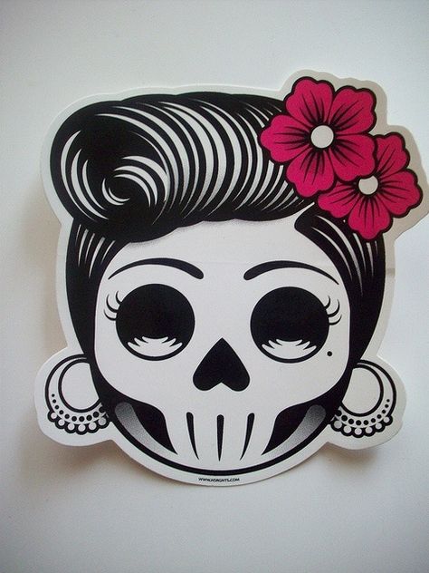 Rockabilly skull style Festa Rock Roll, Skull Cookie, Tattoo Party, Tattoo Old School, Day Of The Dead Art, Boys Day, Day Of The Dead Skull, Sugar Skull Art, A Skull