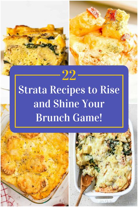 Collage of 4 strata recipes. Breakfast Strata Recipes, Strata Recipes Breakfast, Coconut Cream Recipes, Strata Recipes, Breakfast Strata, Brunch Inspiration, Healthy Breakfasts, Brunch Dishes, Brunch Ideas