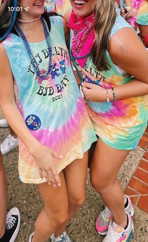 Sorority Themes, 80s Workout, Bid Day Shirts, Bid Day Themes, Bid Day, Work Week, Grateful Dead, Sorority, Tie Dye Top