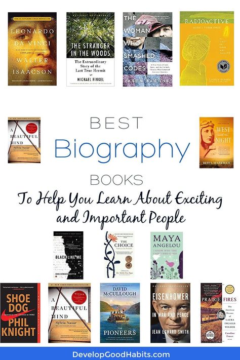 Biographies are a great way to learn about important and influential people, to help inspire your life. This post features some of the best biography books you can read to learn, grow and get inspired from reading #biographies #biography Best Biography Books, Non Fiction Books Worth Reading Nonfiction, Best Autobiographies To Read, Best Biographies To Read, Autobiographies To Read, Historical Biographies, Biographies To Read, Best Autobiographies, Best Non Fiction Books