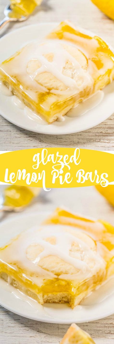 Lemon Pie Bars, Recipe Using Lemons, Cherry Pie Bars, Lemon Pie Filling, Averie Cooks, Lemon Bread, Lemon Dessert Recipes, Lemon Filling, Lemon Glaze