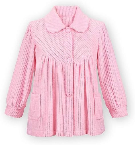 Collections Etc Women's Soft Fleece Button Down Night Shirt with Pockets - Comfy Flattering Fit Over Pajamas or Nightgown, Pink, Xx-Large at Amazon Women’s Clothing store Pink Bed, Bed Jacket, Long Sleeve Denim Jacket, Long Overcoat, Plus Size Winter, Outwear Women, Collections Etc, Jacket With Pockets, Womens Basic