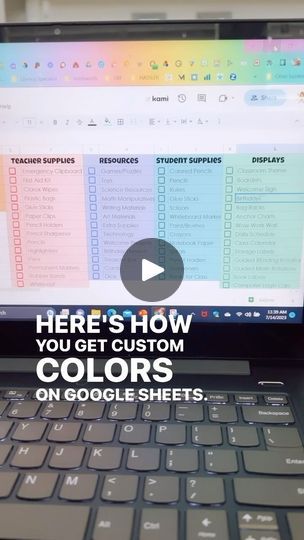 14K views · 1.8K reactions | ⭐️CUSTOM COLORS IN GOOGLE SHEETS!  Make sure to follow @techteachandtransform for more tips, tricks, resources, and fun!   This is a great one because now you can use any colors you find in any design on Google Sheets! No more boring designs! Enjoy!   *Head to my link in my bio to grab this Editable Back To School Checklist for next year!   ⬇️✈️Save and share with your besties😘 • #TeacherLife #EducatorCommunity #TeachingTips #ClassroomInspiration #EdChat #TeacherWellness #TeachBetter #StudentEngagement #EducationLeadership #TeacherSupport #LearningResources #EduChat #TeacherDevelopment #ClassroomCreativity #TeachWithPassion #ProfessionalDevelopment #TeacherEmpowerment #EduInnovation #EducationMatters #TeachThoughtfully #EdTechSolutions #EducatorEmpowerment #Te Google Sheets Tips And Tricks, Teacher Development, Budget Template Free, Back To School Checklist, Classroom Hacks, School Checklist, Teacher Tech, Teacher Support, Life Hacks Computer