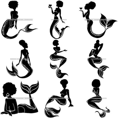 Mermaid Tattoo Designs, Bedroom Vibes, Black Girls With Tattoos, Mermaid Svg, Woman Power, Mermaid Tattoo, Mermaid Tattoos, Black Mermaid, Girls Art